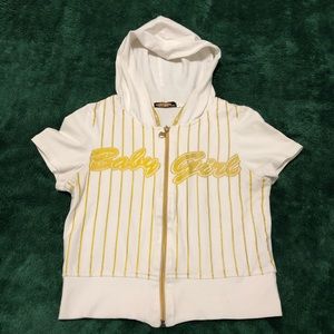 Y2K Baby Girl sporty zip up cropped T-shirt with hood